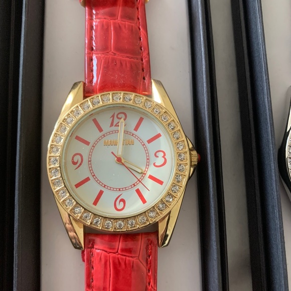 NWT Manhattan by Crotan Quartz Watches, Leather bands, Set of 6, 5 w/stops - Picture 6 of 12